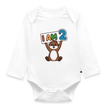 Ich bin 2 Jahre zweiter Geburtstag - Baby Bio-Langarm-Body - Weiß - Vorne