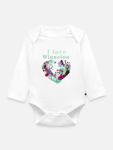 save winnetou,winnetou,federn,illustration - Baby Bio-Langarm-Body - Weiß