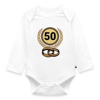 Golden Wedding Anniversary , 50 Years (25) - Organic Longsleeve Baby Bodysuit - white - Front