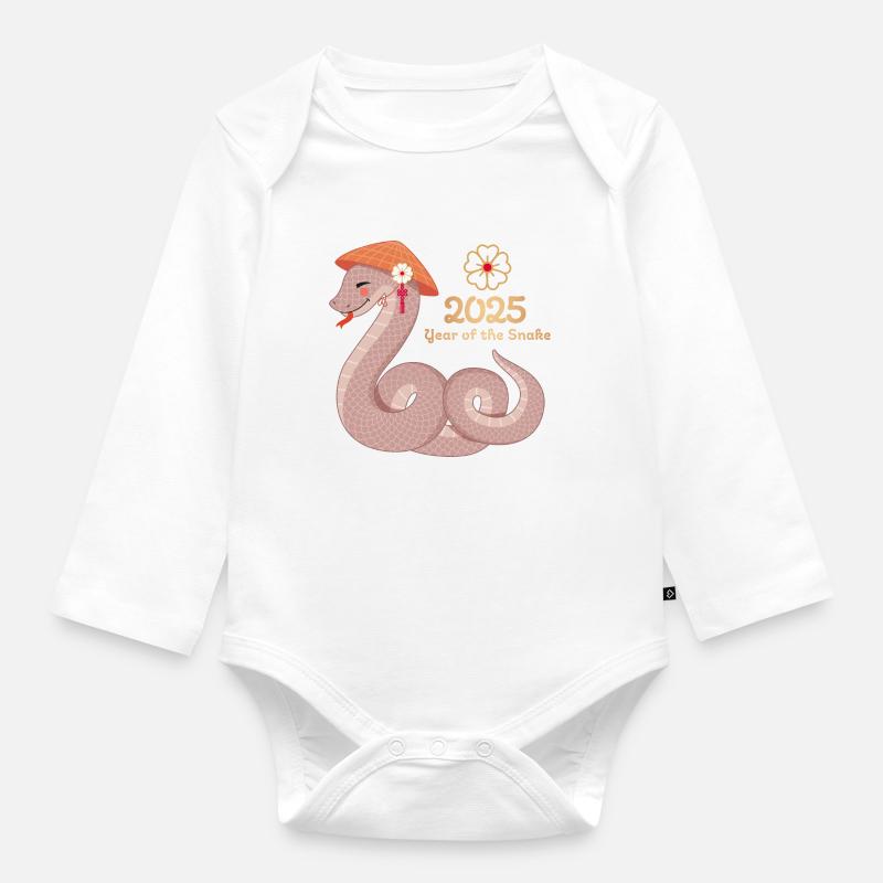 Année du Serpent 2025 - Body Bébé bio manches longues - blanc