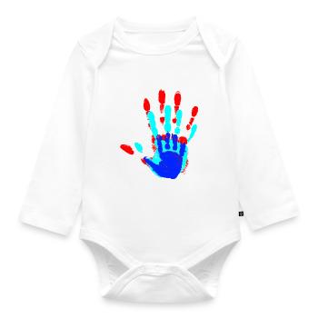 Hände Bunt unter - Baby Bio-Langarm-Body - Weiß - Vorne