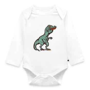 Tyrannosaurus Rex Overbite Rabbit Teeth Funny - Organic Longsleeve Baby Bodysuit - white - Front