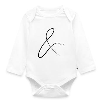 and characters in cursive script - Organic Longsleeve Baby Bodysuit - white - Front