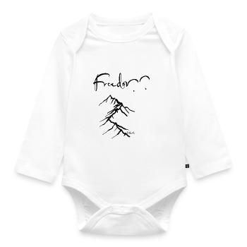 Paraglider pilot paragliding mountains summer sky - Organic Longsleeve Baby Bodysuit - white - Front