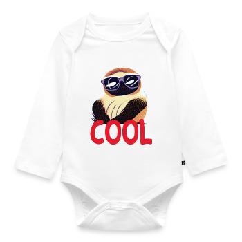 cooles Faultier - Cool sloth - Baby Bio-Langarm-Body - Weiß - Vorne