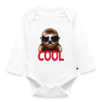 cooles Faultier - Cool sloth - Baby Bio-Langarm-Body - Weiß - Vorne