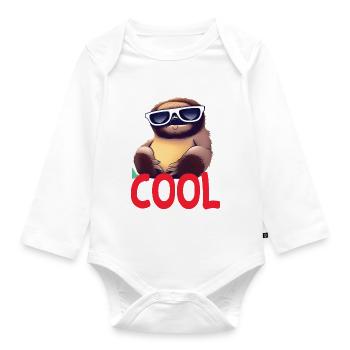 cooles Faultier - Cool sloth - Baby Bio-Langarm-Body - Weiß - Vorne