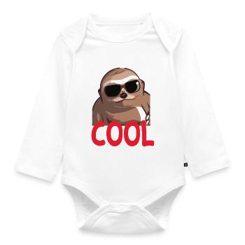 cooles Faultier - Cool sloth - Baby Bio-Langarm-Body - Weiß - Vorne