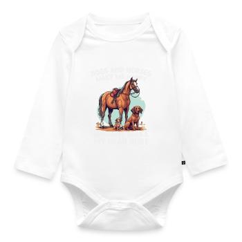 Hunden Und Pferden - Baby Bio-Langarm-Body - Weiß - Vorne