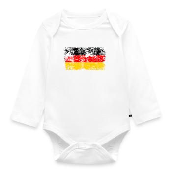 Deutschland Flagge Deutsche Fahne Used Look Heimat - Baby Bio-Langarm-Body - Weiß - Vorne