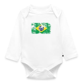 Drapeau du Brésil Drapeau de l’Amérique du Sud - Body Bébé bio manches longues - blanc - Devant