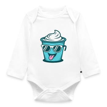 Crème Yoghurt Cream Cream - Mug with Sunglasses - Organic Longsleeve Baby Bodysuit - white - Front