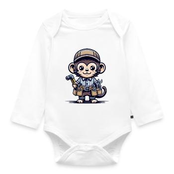 Artisan singe mignon - Body Bébé bio manches longues - blanc - Devant