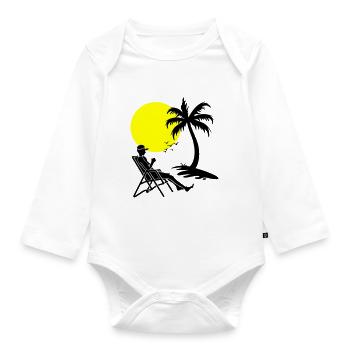 Sommer Relaxen Urlaub - Baby Bio-Langarm-Body - Weiß - Vorne