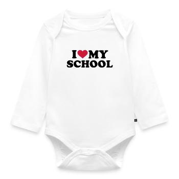 école - Body Bébé bio manches longues - blanc - Devant