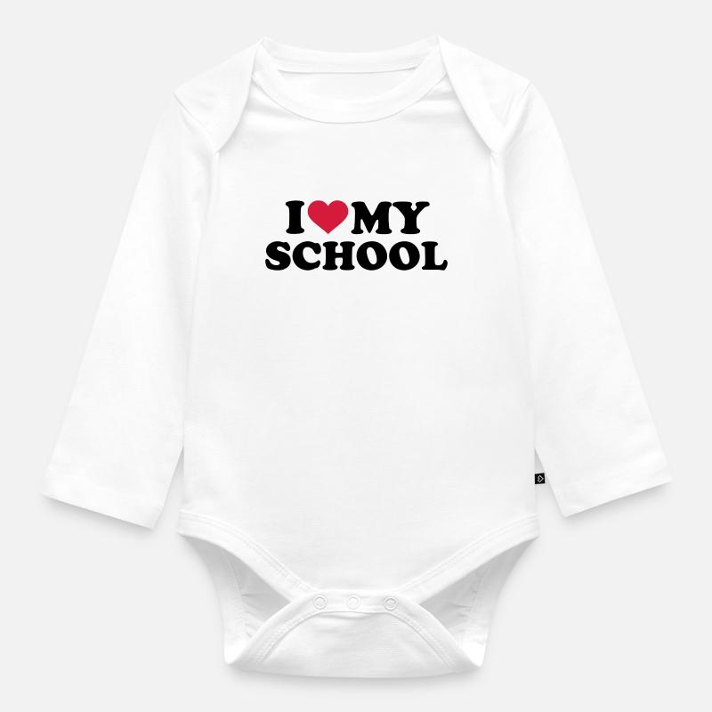 école - Body Bébé bio manches longues - blanc