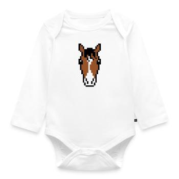Horse - horse face - Organic Longsleeve Baby Bodysuit - white - Front