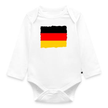 Deutschland Flagge Deutsche Fahne Used Look Heimat - Baby Bio-Langarm-Body - Weiß - Vorne