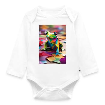 Prism Hop - Origami Frog - Organic Longsleeve Baby Bodysuit - white - Front