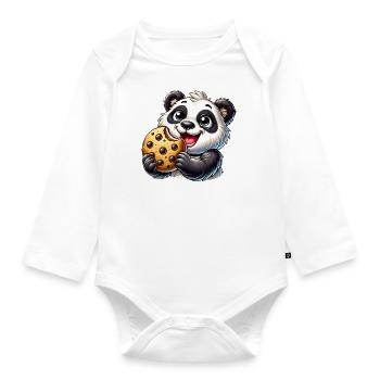 Panda Keks Nachtisch süße Kekse - Baby Bio-Langarm-Body - Weiß - Vorne