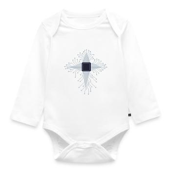 Pixel Art CPU Herz Platine Geschenk für PC Nerds - Baby Bio-Langarm-Body - Weiß - Vorne