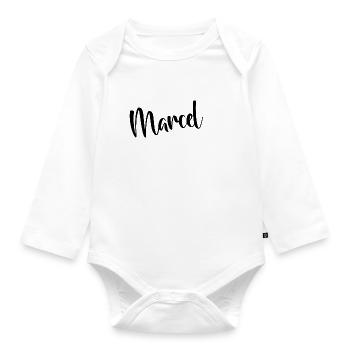 Prénom Marcel - Body Bébé bio manches longues - blanc - Devant