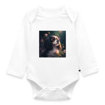charlie spaniel puppy - Baby Bio-Langarm-Body - Weiß - Vorne