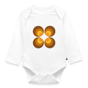70s Flower Pattern Retro - Organic Longsleeve Baby Bodysuit - white - Front