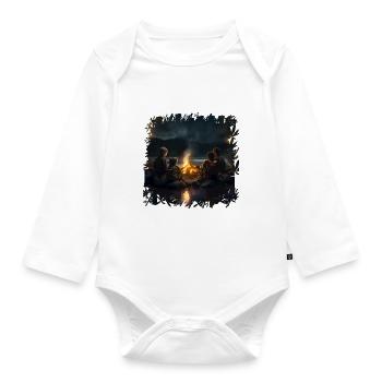 Wenn Kinder um ein Lagerfeuer sitzen - Baby Bio-Langarm-Body - Weiß - Vorne