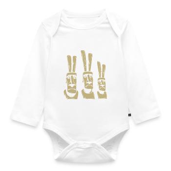 Osterinsel Moai - Osterhasen - Ostern - Geschenk - Baby Bio-Langarm-Body - Weiß - Vorne