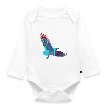 aigle, graffiti, peinture, coloré, oiseau - Body Bébé bio manches longues - blanc - Devant