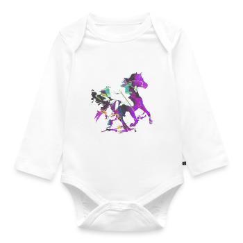 pferd, art, malerei,bunt, pferde,graffiti - Baby Bio-Langarm-Body - Weiß - Vorne