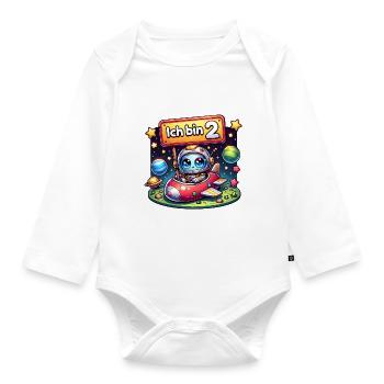 Ich bin 2 Jahre zweiter Geburtstag - Baby Bio-Langarm-Body - Weiß - Vorne