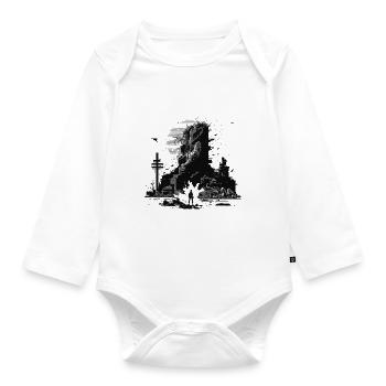 Scénario de science-fiction 8Bit dans un monde détruit - Body Bébé bio manches longues - blanc - Devant