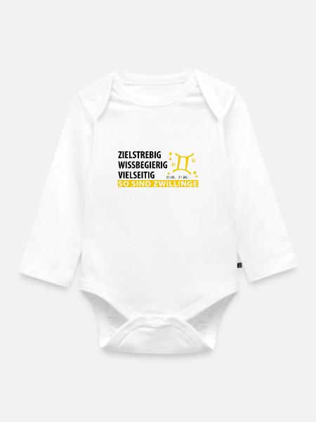 Sternzeichen Zwilling - Eigenschaften - Baby Bio-Langarm-Body - Weiß