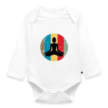 Vintage-Buddhismus - Baby Bio-Langarm-Body - Weiß - Vorne