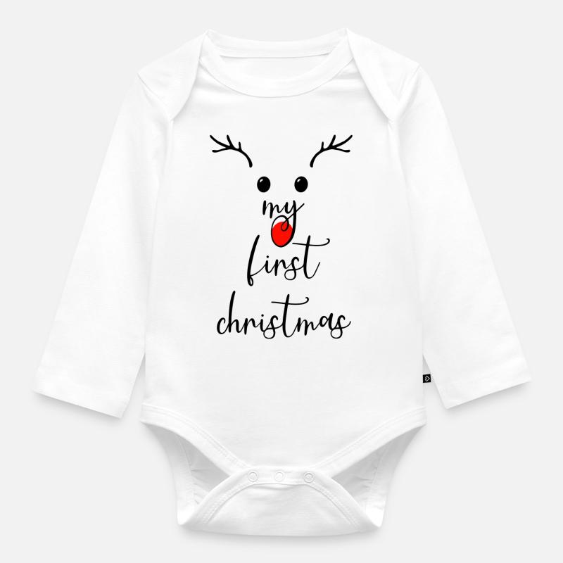 My first christmas - Organic Longsleeve Baby Bodysuit - white
