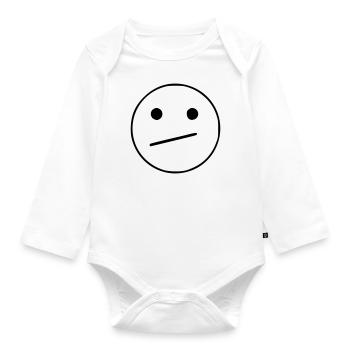 Emoji Skizze neutral schwarz - Baby Bio-Langarm-Body - Weiß - Vorne