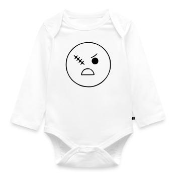 Emoji Skizze Narbe Auge schwarz - Baby Bio-Langarm-Body - Weiß - Vorne