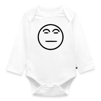 Emoji Skizze neutral schwarz - Baby Bio-Langarm-Body - Weiß - Vorne