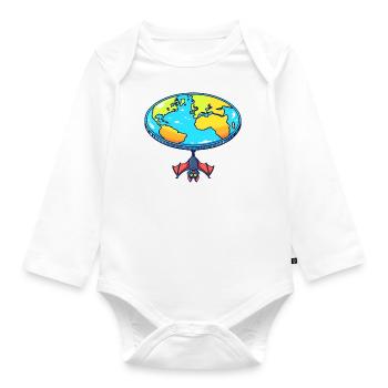 Flat Earth Bat Hide and Seek - Organic Longsleeve Baby Bodysuit - white - Front