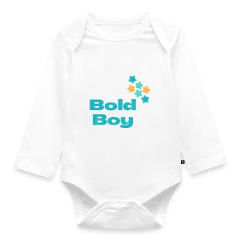 Bold Boy with stars - Organic Longsleeve Baby Bodysuit - white - Front