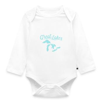 Grand lac eau douce USA Canada cadeau de silhouette - Body Bébé bio manches longues - blanc - Devant