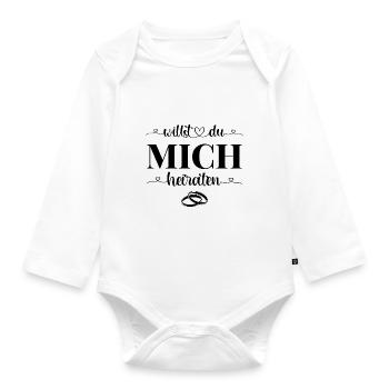 Willst Du mich heiraten - Baby Bio-Langarm-Body - Weiß - Vorne