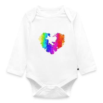 Blumenherz, bunt, farben, Graffiti,regenbogen - Baby Bio-Langarm-Body - Weiß - Vorne