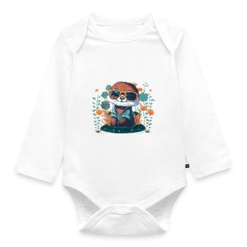 Fleurs de loutre bébé – Loutre - Organic Longsleeve Baby Bodysuit - white - Front