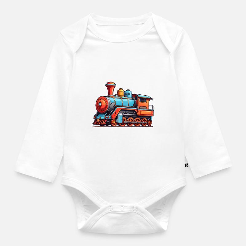 Locomotive à vapeur nostalgique - Body Bébé bio manches longues - blanc