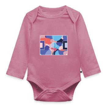 Colourful football pitch - Organic Longsleeve Baby Bodysuit - mauve - Front