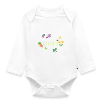 Gardener, Garden, Beets, Carrot, Flowers - Organic Longsleeve Baby Bodysuit - white - Front