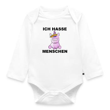 Ich hasse Menschen - Pink Einhorn - Baby Bio-Langarm-Body - Weiß - Vorne